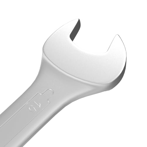 Image of Groz Combination Spanner 15 mm, Length 185 mm | DIN 3113 Standards | Chrome Vanadium, Matt Satin Chrome Combination Wrench Tool | CSP /DIN /15G