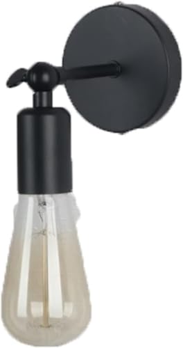 Aplique de Pared Europeo de Hierro Retro, lámpara de Pared LED Sencilla, Estilo Industrial Negro, E27, Compatible con restaurantes y lámparas de Techo.