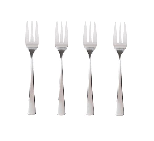 Invero Set of 4 Mini Dessert Fork Set - Mirror Polished Cutlery Starter Forks for Home Kitchens, Restaurants or Bars - Ideal for Desserts, Starters, Pastries, Fruit Salads and More - 15cm