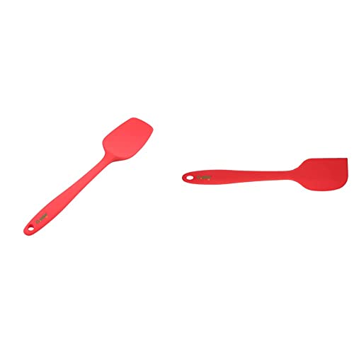 Clazkit Silicone Steel Spatula, Red & Silicone Spatula Steel Handle, Red Combo