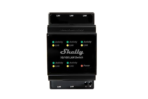 Shelly LAN Switch | 5 Port RJ45 10/100 Mbps Fast Ethernet Switch | DIN-Mountable | Fanless | Plug & Play | Energy-Saving | Easy Installation & Configuration | No Additional Adapter Required