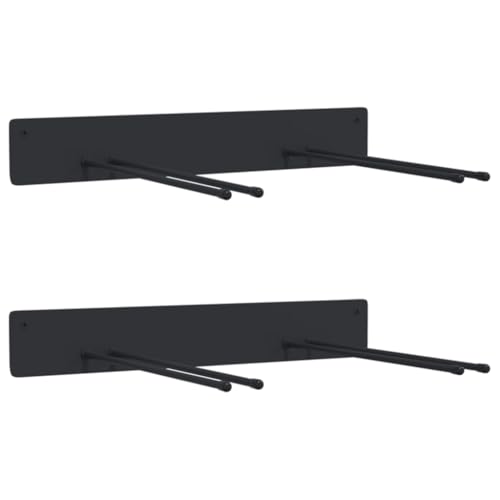 vidaXL Garden Tool Storage Racks - Wall Mounted Hanger 8 pcs Black Steel, Powder-Coated Rack with Plastic-Coated Non-Slip Tips, Versatile Tool Organizer for Garage/Workshop/Shed, Max 10 kg/Hook