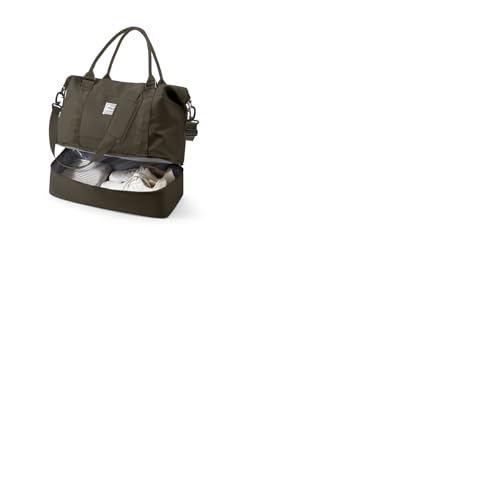 Spirit Travel Duffel - 18x14x8 Inches Weekender Overnight Bag with Shoes Compartment, Trolley Sleeve, Carry On for Airplanes, Sport Tote Gym Bag - Dark Brown