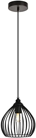 Elegant Lighting Living District Sayer 1-Light Transitional Metal Pendant in Black