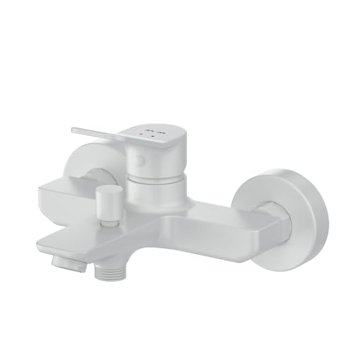 AM.PM Mitigeur Bain Douche, Robinet Monocommande de Bain avec Bec, à économie d'eau, Blanc, Résistant aux fissures, Facile à nettoyer et à installer, X-Joy FXA10033.