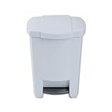 VVloop 19L Classic Step Can, Hands-Free Trash Bin with Foot Pedal, Ideal for Kitchen, Bathroom, or Office,19-Litre Capacity- White
