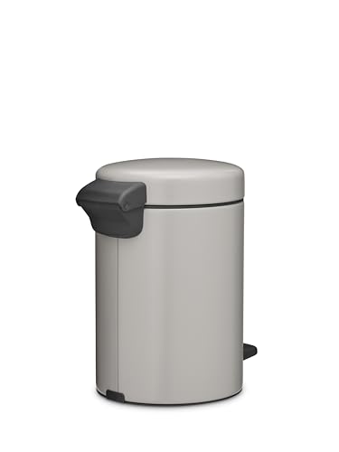Image of Brabantia NewIcon Pedal Bin 0.8 Gallon /3L (Soft Gray), Soft-Closing Kitchen Garbage Can, Step-On Trash Can with Removable Inner Bucket, PerfectFit Trash Bag Pack Included