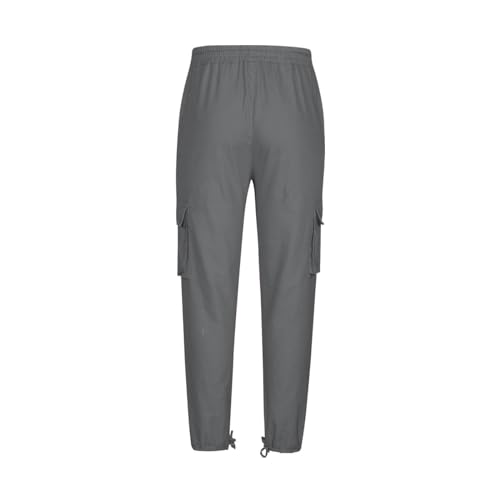 JIEMUXIU Cargo Pants for Men, Drawstring Casual Hiking Pants Joggers Athletic Trousers Cotton Loose Straight Sweatpants4