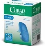 Curad Metal Detectable, Blue, Flex-Fabric, 1" X 3" Adhesive Bandages, Food Service, 1 Individual Use Size Sample Packet of Either ZEE Burn Cream or Antibacterial Ointment