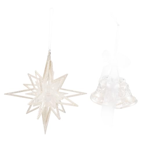 GALPADA 2pcs Delicate Bell Hanging Decors Acrylic Christmas Ornaments for Winter Tree Decoration Star Shaped Xmas Bells Durable Holiday Home Decor for Festive Celebrations