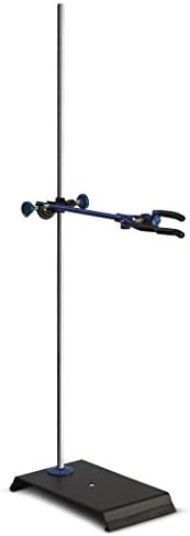 Goldleaf Scientific ACC225SS Lab Support Stand Metalware Set - (8" x 5") Base, (28") Rod, Rubber Tipped 3-Finger Clamp with Boss Head Clip