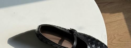 Solyinne Woven Mary Jane Flat for Women Almond Toe Ballet Flats Buckle Strap Casual Dressy Ballerina Flat Shoes 20252