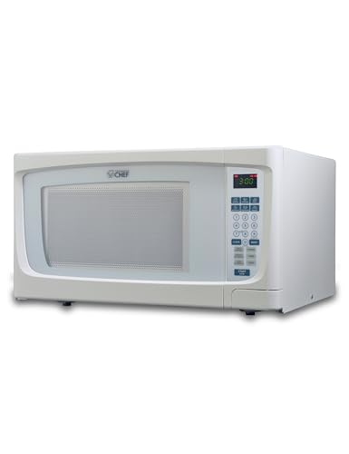 COMMERCIAL CHEF 1.6 Cubic Foot Microwave with 10 Power Levels, Small Microwave with Push Button, 1000 Watt Microwave with Digital Control Panels, Countertop Microwave with Timer, White
