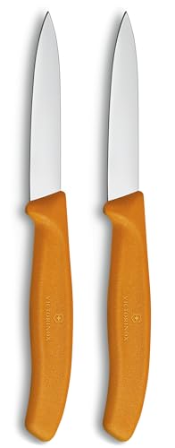 Victorinox Swiss Classic 2 Piece Paring Knife Set Straight Edge Pointed Tip - Orange