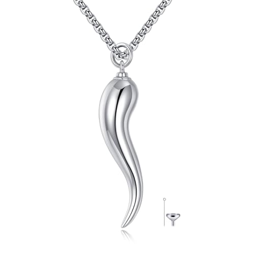 YFN 925 Sterling Silver Italian Horn Necklace for Men Women Protection Good Luck Pendant with 22+2