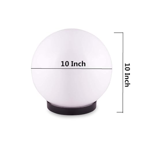 Image of 10 Inch Round Globe Gate Light for Main Gate Pillar, White Plastic Outdoor Garden Lamp, (Bulb Not Included) Pack of 2