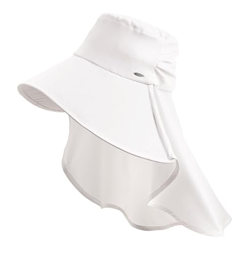 Women's Full Coverage Hat - UPF 50+ Sun Protection - Anastasia Elegant in White