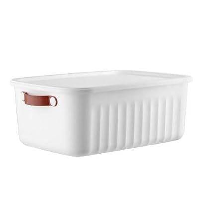 Deconox 1 Organizer Box with Lid, Decorative Storage Box, Organizer (35cm*25cm*14cm) WHITE 10 LITERS