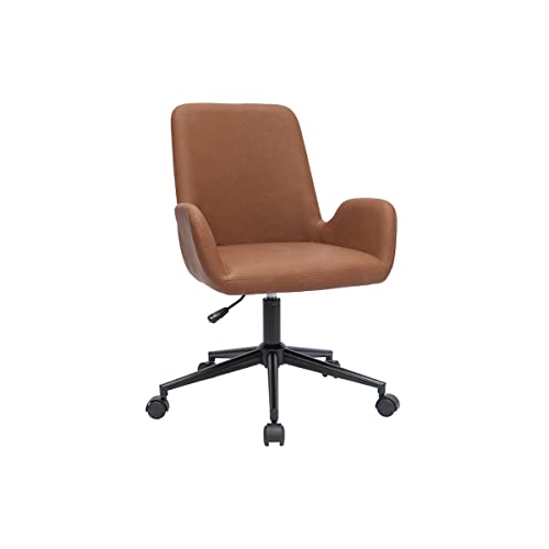 Miliboo Chaise de Bureau à roulettes Marron et métal Noir ALBAN