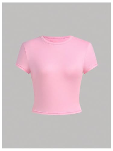 Girl's Basic Crop Tops Crew Neck Slim Fit Teen Girls Clothes Summer T Shirts Tops3