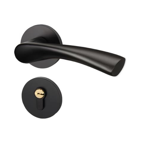 スペースアルミインテリアドアロックシンプルな寝室のドアハンドルブラックスプリットサイレントドアロック(53509sub-Black)