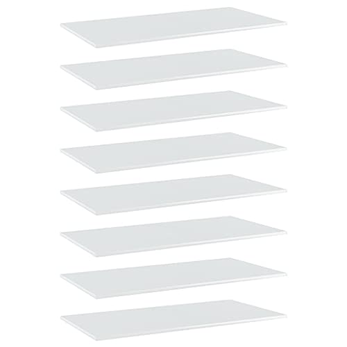 Zqqlvoo Bookshelf Boards 8 Pcs,Bookshelf Replacement Planks,Wood Shelf,Melamine Shelf,Unfinished Wood,For Retrofitting Bookcases, Excluding Mounting Parts,High Gloss White 31.5"X7.9"X0.6" Chipboard #TOP26