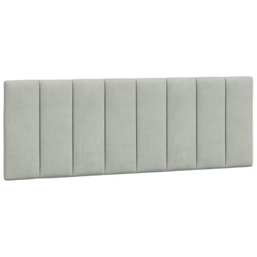 vidaXL Coussin de Tête de Lit Hanko, Oreiller de Tête de Lit avec Bandes Auto-agrippantes, Coussin Rembourré Chambre à Coucher, Gris Clair 140 cm Velours
