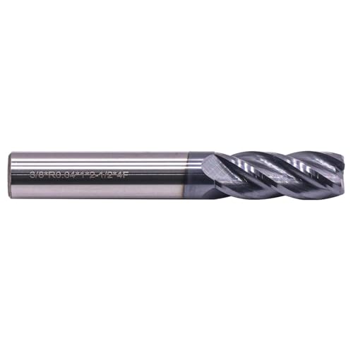 Image of 3 /8 inch 4 Flute Solid Carbide End Mill, 0.04 inch Corner Radius, AlTiN Coated | 30 Degree Helix, 3 /8 inch Cutting Diameter, 3 /8 inch Shank Diameter, 1 inch Length of Cut, 2-1 /2 inch Overall Length
