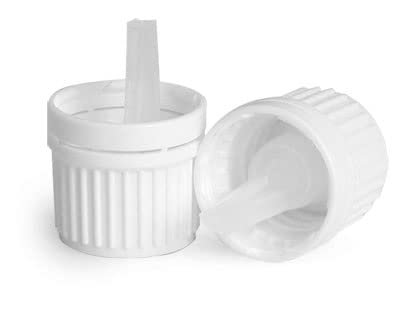 18/415 White Plastic Tamper Evident Caps w/Orifice Reducers
