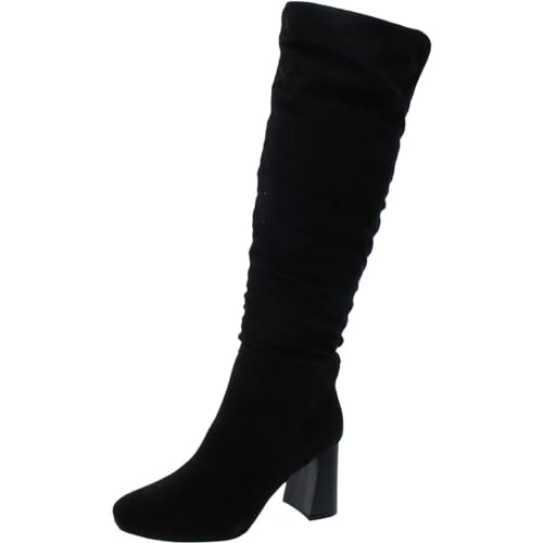 Sugar Womens Emerson Faux Suede Slouchy Knee-High Boots Black 7 Medium (B,M)