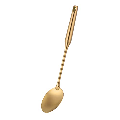 SBOMHS Kochlöffel Edelstahl 18/10 Servierlöffel 37,5 CM/14,8 Inch Länge Vorlegelöffel für Köche Küchen Rührlöffel 1 Stück Gold Cover