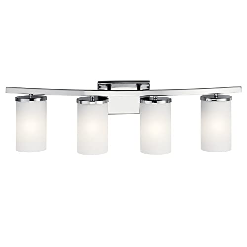 Image of Kichler Crosby 31 inch 4 Light Vanity Light Satin Etched Cased Opal Olde Bronze