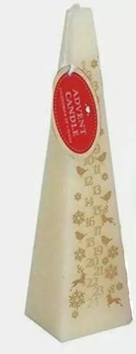 Advent Candle Calendar Count down to Christmas Day PYRAMID-20 cm- Cream (Cream)