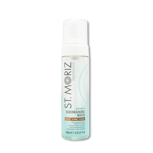 ST. MORIZ Professional Clear Tanning Mousse - Einfach abwaschen wenn die gewünschte Bräune erreicht ist - Kein Abfärben - mit Aloe Vera & Vitamin E - dermatologisch getestet ohne Tierversuche - 200ml ST. MORIZ Professional Clear Tanning Mousse - Einfach abwaschen wenn die gewünschte Bräune erreicht ist - Kein Abfärben - mit Aloe Vera & Vitamin E - dermatologisch getestet ohne Tierversuche - 200ml