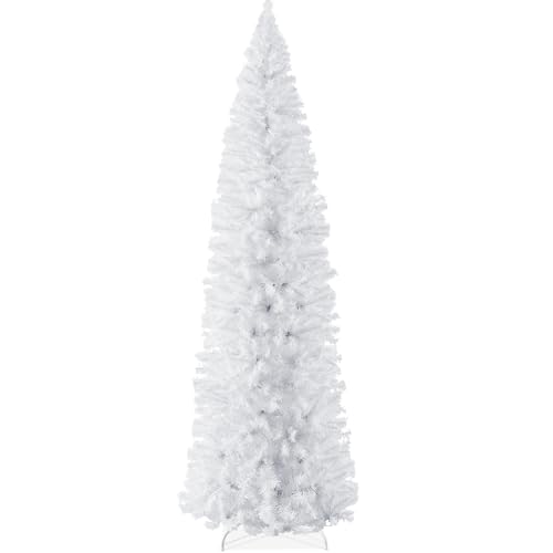 Best Choice Products White Pencil Christmas Tree 6ft Unlit Slim Decoration Without Lights
