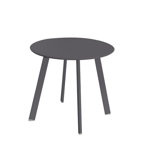 LOLAhome Mesa Auxiliar Marzia lacada Negra | Ø50 x 44 cm | De Acero con Revestimiento epoxi anticorrosión Interiores y Exteriores, jardín, terraza y balcón