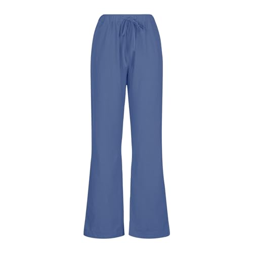 Cotton Wide Leg Palazzo Pants for Women Summer Casual Beach Pants Loose Fit Drawstring Lounge Trousers with Pockets3