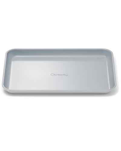 Caraway Nonstick Ceramic Small Baking Sheet (9x13”) – Non-Toxic, PTFE & PFOA Free – Oven Safe – Aluminized Steel Core – Mini Sheet Pan for Baking, Roasting & More - Gray