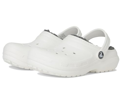 Image of Crocs Kids' Classic Lined Clog | Girls and Boys Slippers, White, 12 Little Kid