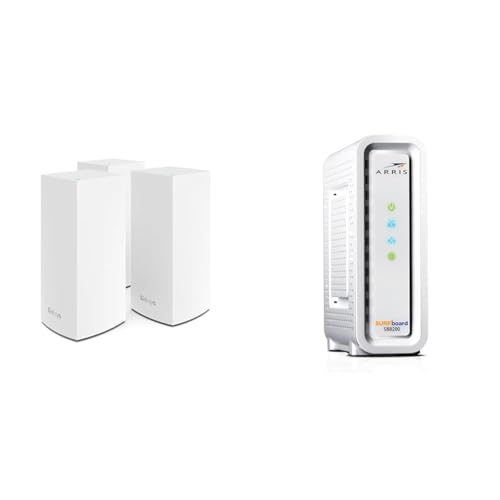 Linksys MX12600 Mesh WiFi Router - AX4200 WiFi 6 Router - Velop Tri-Band WiFi Mesh Router & Arris Surfboard SB8200 DOCSIS 3.1 Cable Modem, Approved for Comcast Xfinity, Cox, Charter Spectrum