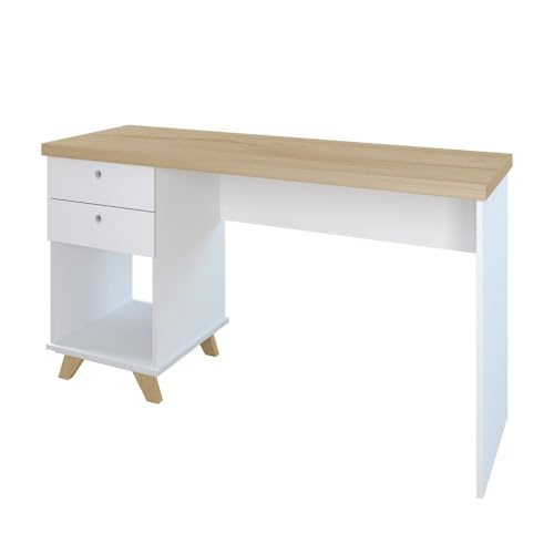Escrivaninha Retrô 2 Gavetas Hampshire Olmo Branco