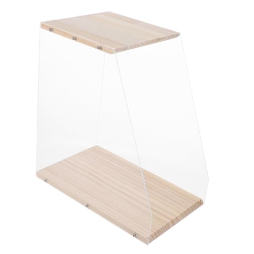 SOLUSTRE Clear Wooden Vinyl Record Storage Stand Transparent Cd Holder Rack for Media and Book Display Desktop Organizer for Albums and Magazines