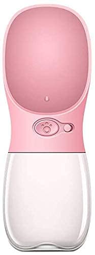 PSK PET MART Dog Water Bottle for Walking, Fashion Antibacterial Portable Pet Travel Water Drink Cup with Bowl Dispenser, Leak Proof, Portable, Fast and Easy - Food Grade BPA Free (Pink)