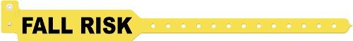 Medline Centurion Tri-Laminate ID Band, L-Shape, Fall Risk, Yellow, Box of 500