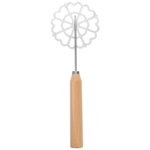 BESTonZON Aluminum Waffle Molds, Bunuelos Mold with Handle, Wooden Handle Bunuelos Mold, Rosette Maker Cookie Bunuelos Tools, Rosette Timbale Iron Funnel Cake Ring for Kitchen Baking Cooking