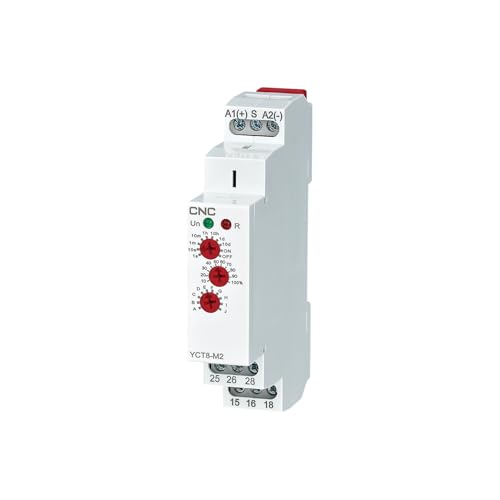CNC YCT8-M2 16A Multifunction Timer Relay with 10 Function Choices AC/DC 12V -220V Time Delay Relay 2 Output Control Relays DIN Rail Mount Industrial Automation