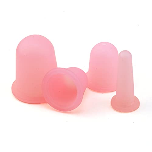 YF STORE Cupping Therapy Set - Medical Silicone Massage Therapy Cups for Cellulite Reduction and Muscle Relaxation, 4 Sizes Supple Cups for Face, Neck, Back, Legs and Hips (Pink)