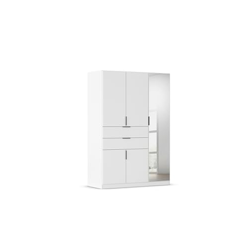 Rauch Möbel Norwich Drehtürenschrank, Kleiderschrank, Schrank, Garderobe 5-türig, 1 Spiegeltüre, 2 Schubladen, Farbe Weiß, Griffprofil Grau metallic, 136x197x54cm Rauch Möbel Norwich Drehtürenschrank, Kleiderschrank, Schrank, Garderobe 5-türig, 1 Spiegeltüre, 2 Schubladen, Farbe Weiß, Griffprofil Grau metallic, 136x197x54cm