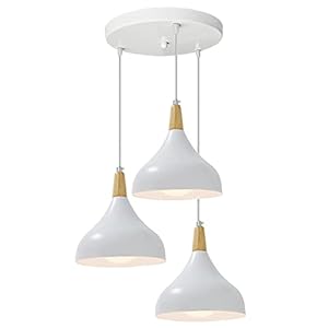HONGHO 3 Lumières Lustre Moderne Industriel Suspension Plafonnier E27 Socket Luminaire LED Hauteur Réglable Conception pour Chambre Salon Cuisine (Ampoule Non Incluse)