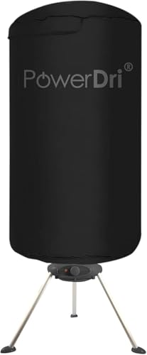 PowerDri Portable Fast Drying Electric Clothes Dryer Heated Indoor Home Dorms Buddy Hot Air Airer Machine (Black)